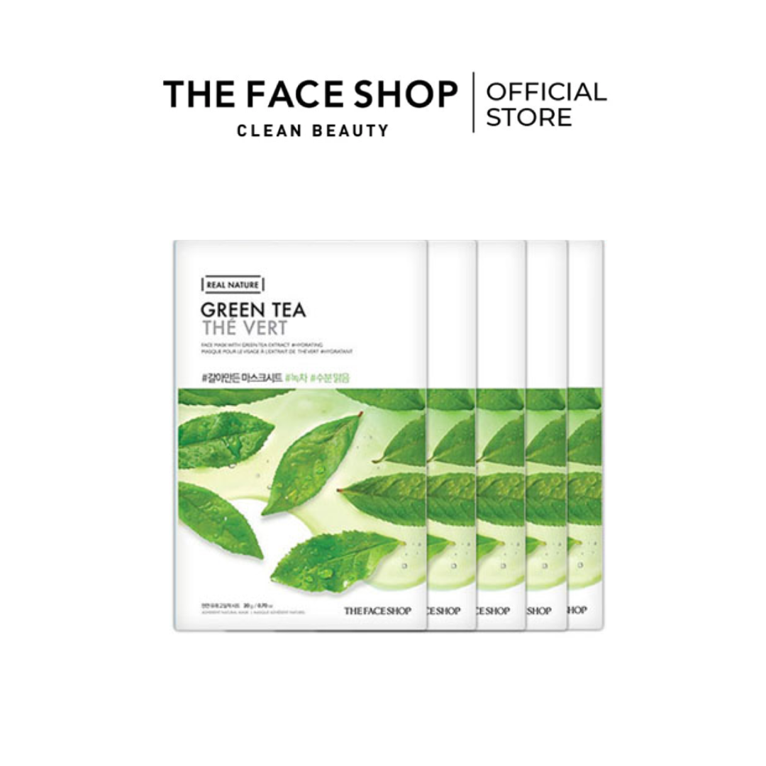 Set 5 Miếng Mặt Nạ Trà Xanh Real Nature Green Tea Face Mask