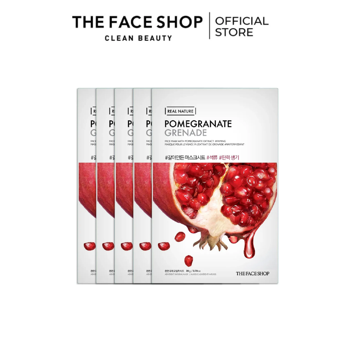 Set 5 Miếng Mặt Nạ Lựu Real Nature Pomegranate Face Mask